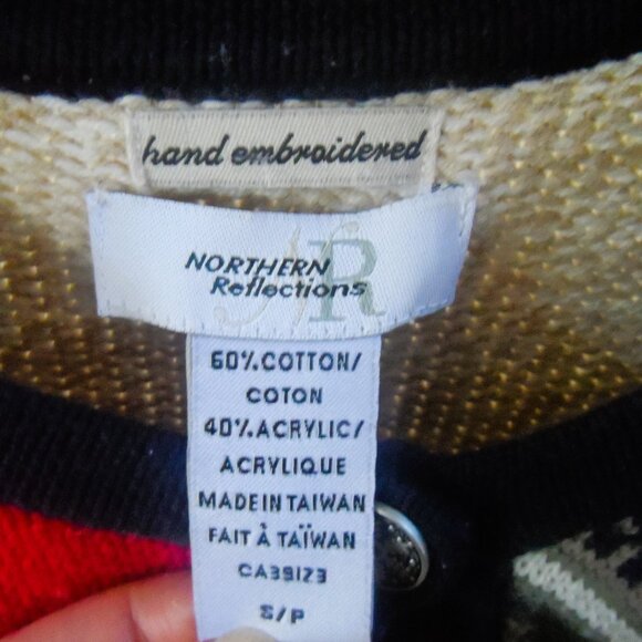 Vintage Northern Reflections  Embroidery Knit Button Sweater - size Small - Picture 3 of 6